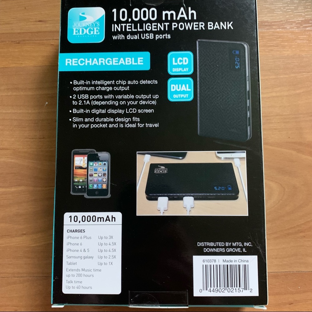 10,000 mAh power back with dual USB port